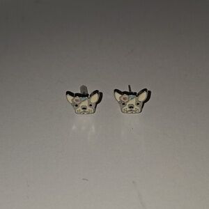 Cute Frenchie Stud Earrings in Silver and Black
